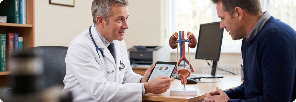 Врач уролог консультирует пациента