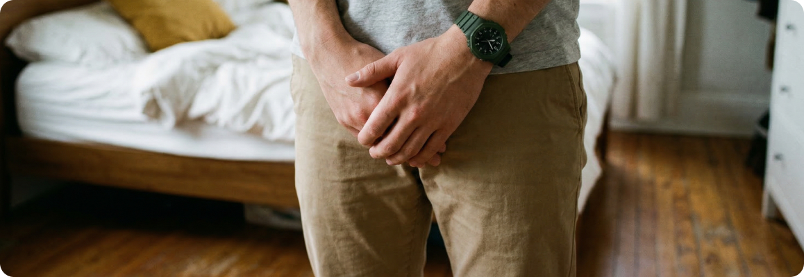 Мужчина с болью в области паха - симптомы простатита